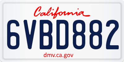 CA license plate 6VBD882