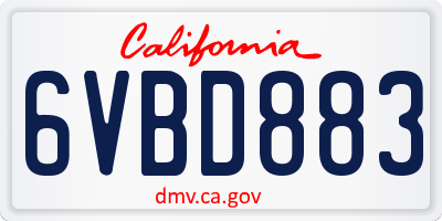CA license plate 6VBD883