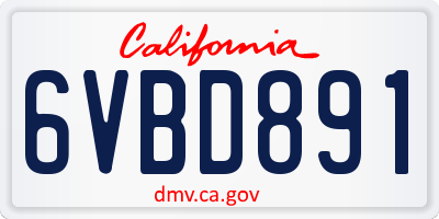 CA license plate 6VBD891