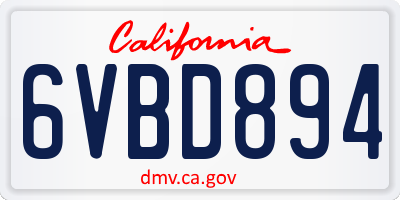 CA license plate 6VBD894