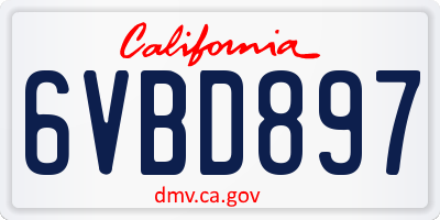 CA license plate 6VBD897