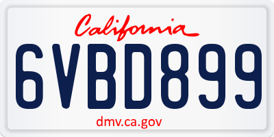 CA license plate 6VBD899