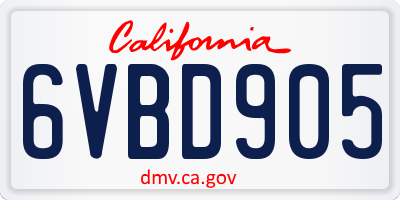 CA license plate 6VBD905