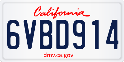 CA license plate 6VBD914