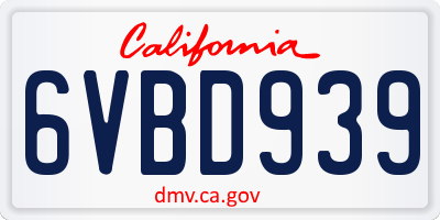 CA license plate 6VBD939