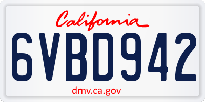 CA license plate 6VBD942