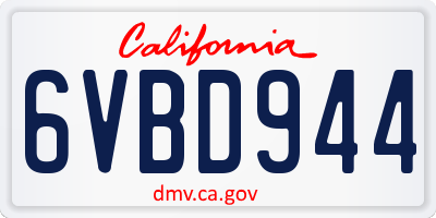 CA license plate 6VBD944