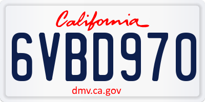 CA license plate 6VBD970
