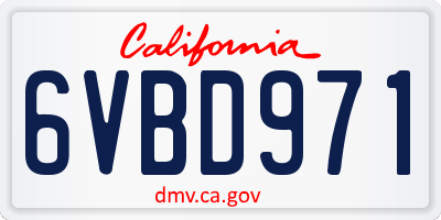 CA license plate 6VBD971