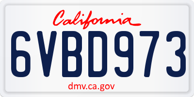 CA license plate 6VBD973