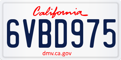 CA license plate 6VBD975