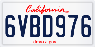 CA license plate 6VBD976
