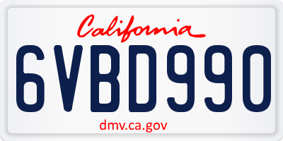 CA license plate 6VBD990