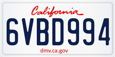 CA license plate 6VBD994