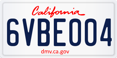 CA license plate 6VBE004