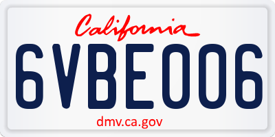 CA license plate 6VBE006