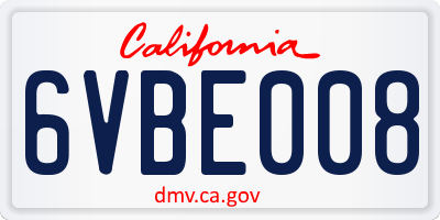 CA license plate 6VBE008