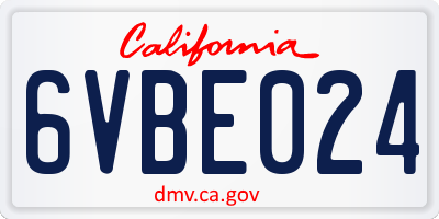 CA license plate 6VBE024