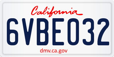 CA license plate 6VBE032