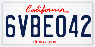 CA license plate 6VBE042