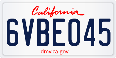 CA license plate 6VBE045