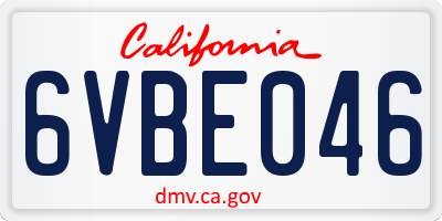 CA license plate 6VBE046
