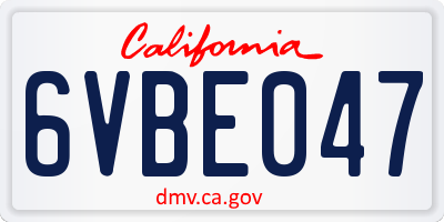 CA license plate 6VBE047