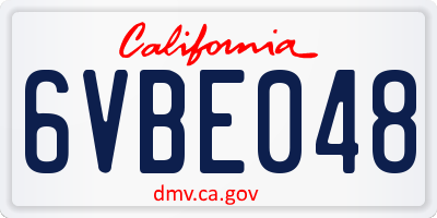 CA license plate 6VBE048