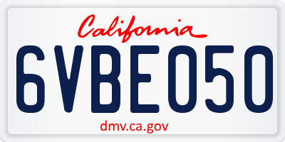 CA license plate 6VBE050