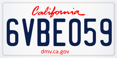 CA license plate 6VBE059