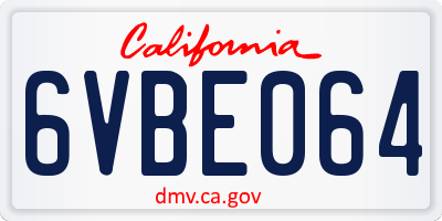 CA license plate 6VBE064