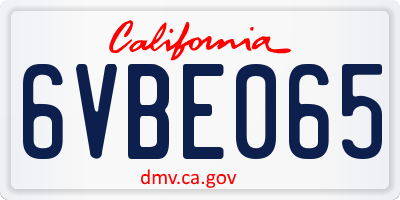 CA license plate 6VBE065