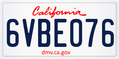 CA license plate 6VBE076