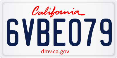 CA license plate 6VBE079