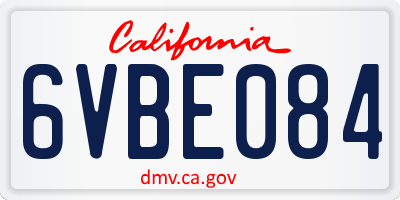 CA license plate 6VBE084