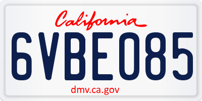 CA license plate 6VBE085