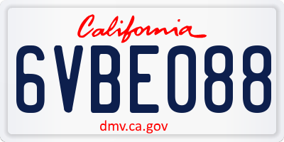 CA license plate 6VBE088
