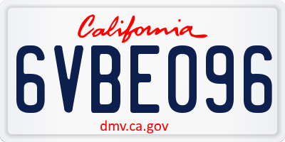 CA license plate 6VBE096