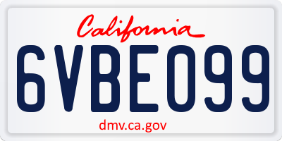 CA license plate 6VBE099