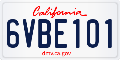 CA license plate 6VBE101