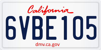 CA license plate 6VBE105