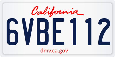 CA license plate 6VBE112