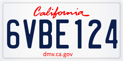 CA license plate 6VBE124