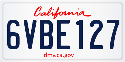 CA license plate 6VBE127