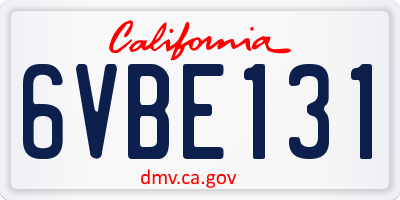 CA license plate 6VBE131
