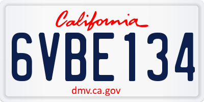 CA license plate 6VBE134