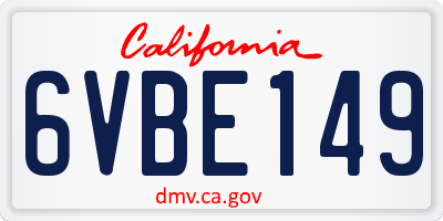 CA license plate 6VBE149