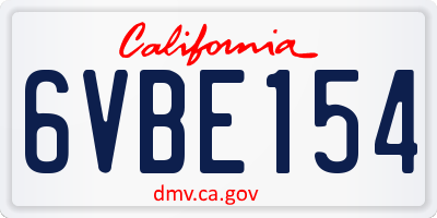 CA license plate 6VBE154