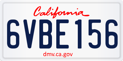 CA license plate 6VBE156