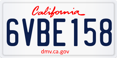 CA license plate 6VBE158